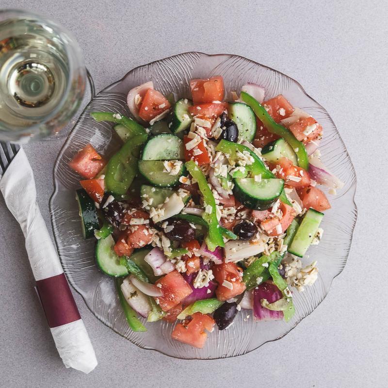 Greek Salad With Garlic Toast